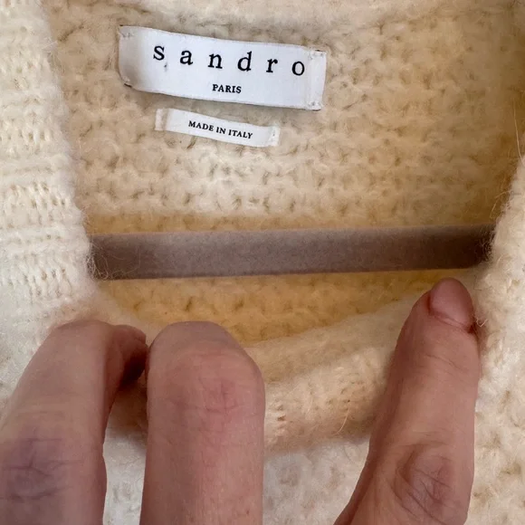 Sandro Off-White Textured Crew Neck Sweater - Picture 2 of 8